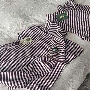 Daily Drills Women Long Sleeve Tee - Burgundy and White Stripes Pants Set